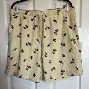 Fresh Prints of Bel-Air men’s yellow mushroom swim trunks size large